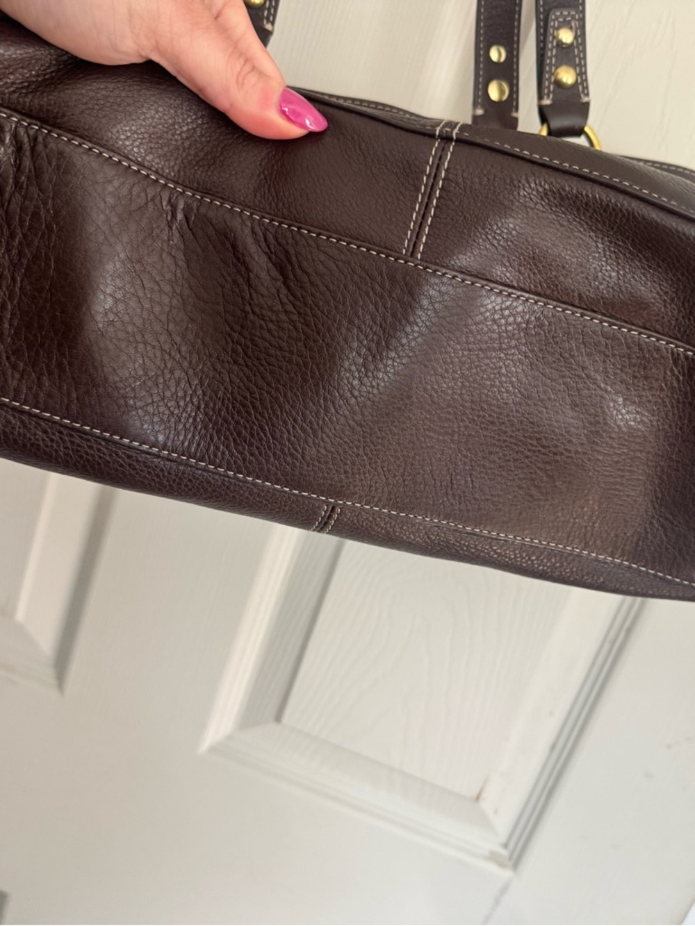 Coach Penelope Soft Pebbled Leather Carryall Satchel Bag Brown F19044 Vintage - Picture 6 of 13